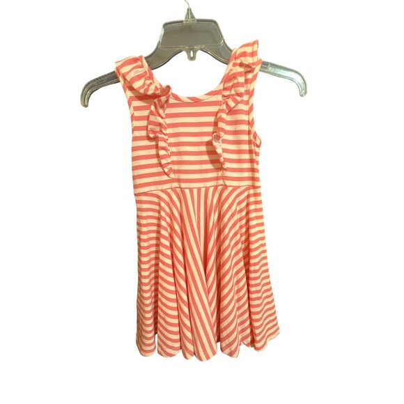 Eleanor Rose Girls Striped Demi Dress Size 6-7 Pink & White Cotton & Spandex - Picture 5 of 5